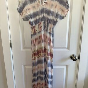 Elegant Multicolor Tie-Dye Maxi Dress